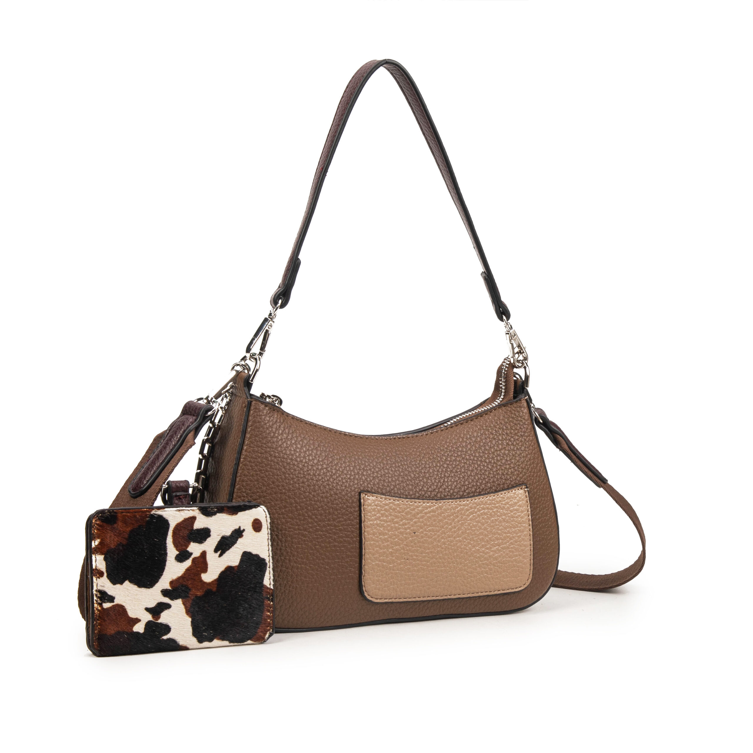 BOLSO BANDOLERO CON TARJETERO ESTAMPADO DE VACA - Imagen 2